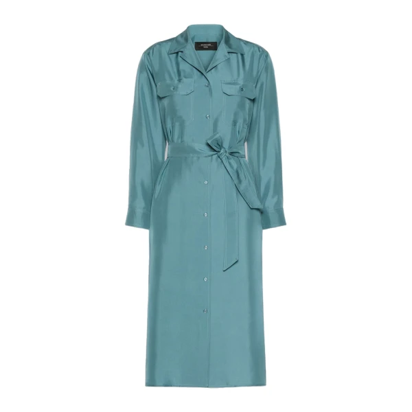 Max Mara Edile Silk Shirt Dress in Light Blue | Shirtdress | Luxury Shoes 