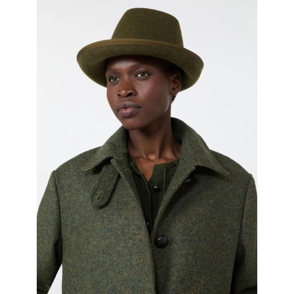 Max Mara Edile Wool Felt Hat in Khaki | Hats | Luxury Shoes 