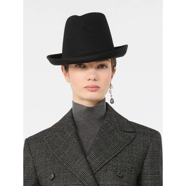 Max Mara Edile Wool Felt Hat in Medium Grey | Hats | Luxury Shoes 