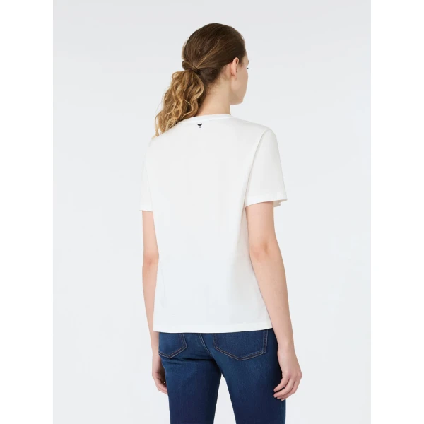 Max Mara Edison Printed Cotton T-Shirt in White | T-shirts | Luxury Shoes 
