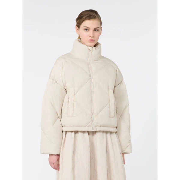 Max Mara Edito Short Diamond-Quilted Down Jacket in Ivory | Jackets | Luxury Shoes 