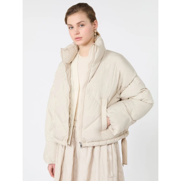 Max Mara Edito Short Diamond-Quilted Down Jacket in Ivory | Jackets | Luxury Shoes 