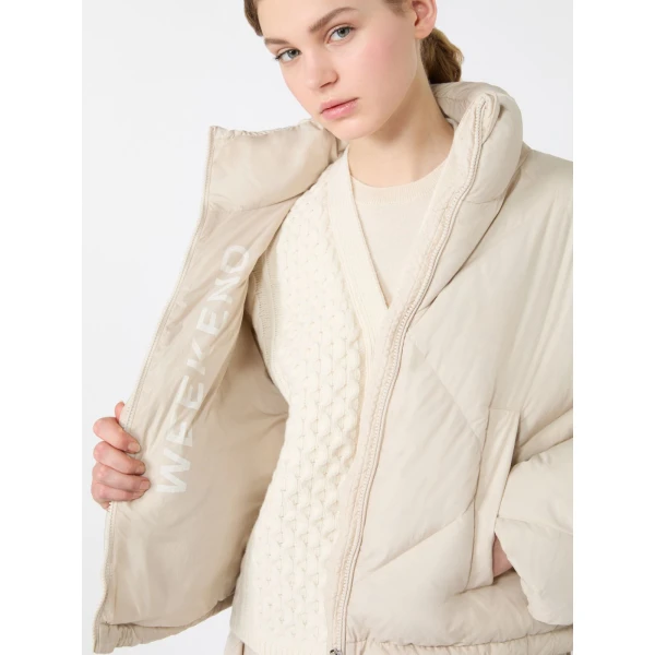 Max Mara Edito Short Diamond-Quilted Down Jacket in Ivory | Jackets | Luxury Shoes 
