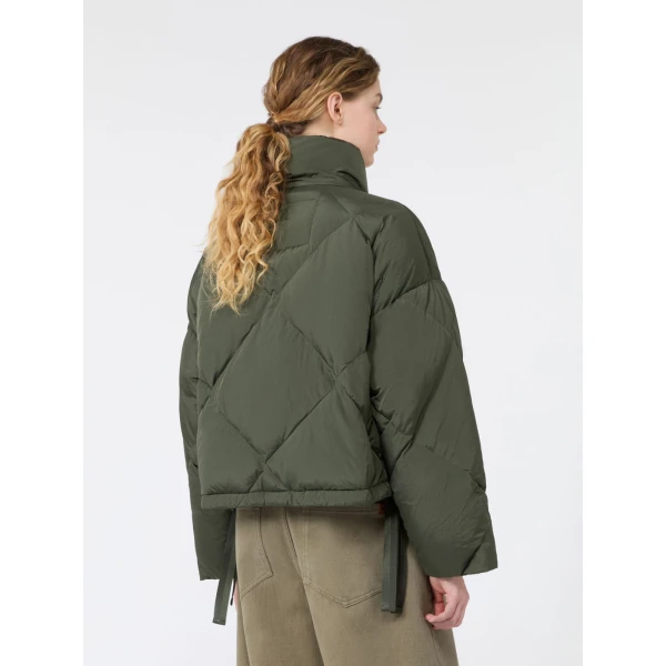Max Mara Edito Short Diamond-Quilted Down Jacket in Khaki | Jackets | Luxury Shoes 