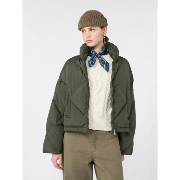 Max Mara Edito Short Diamond-Quilted Down Jacket in Khaki | Jackets | Luxury Shoes 