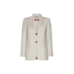 Max Mara Edito Single-Breasted Wool Flannel Blazer in Beige | Blazers | Luxury Shoes 