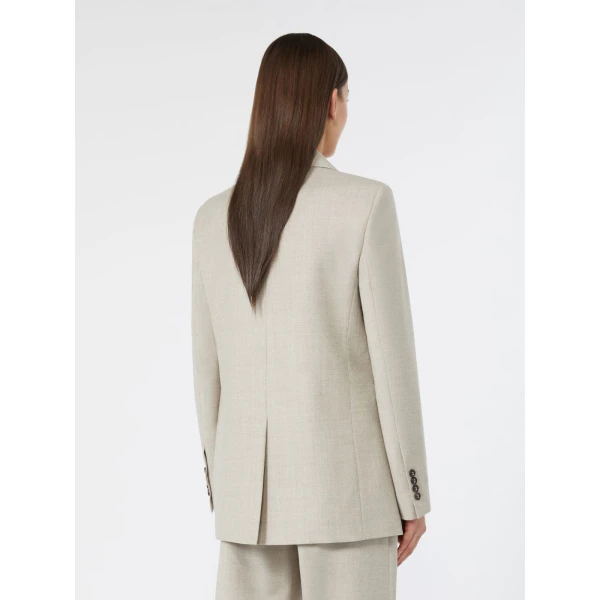 Max Mara Edito Single-Breasted Wool Flannel Blazer in Beige | Blazers | Luxury Shoes 