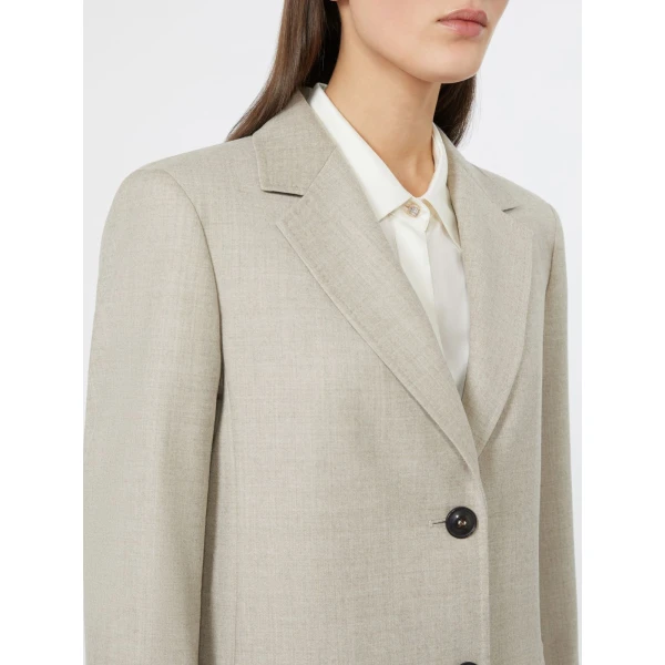 Max Mara Edito Single-Breasted Wool Flannel Blazer in Beige | Blazers | Luxury Shoes 