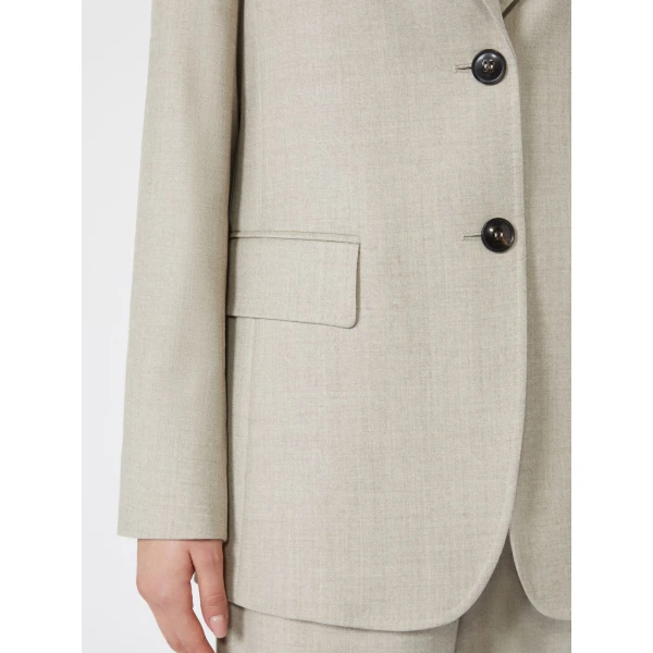 Max Mara Edito Single-Breasted Wool Flannel Blazer in Beige | Blazers | Luxury Shoes 