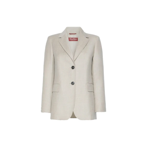 Max Mara Edito Single-Breasted Wool Flannel Blazer in Beige | Blazers | Luxury Shoes 