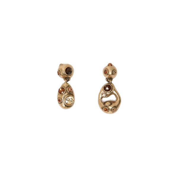 Editti Bead and Rhinestone Drop Earrings in Gold