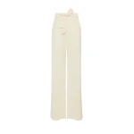 Max Mara Editto Wool Trousers with Belt in Ivory | Wide leg pants | Luxury Shoes 