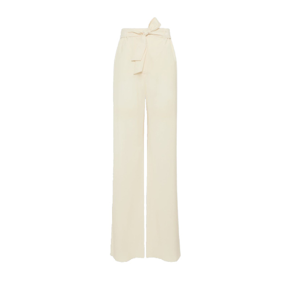 Max Mara Editto Wool Trousers with Belt in Ivory | Wide leg pants | Luxury Shoes 