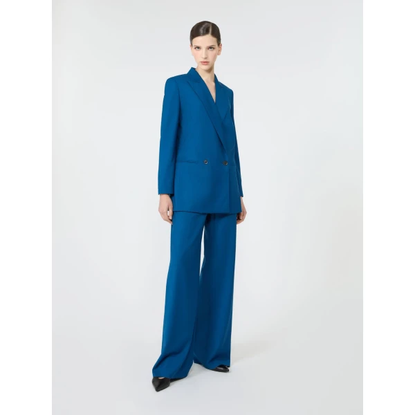 Max Mara Editto Wool Trousers with Belt in Navy | Wide leg pants | Luxury Shoes 