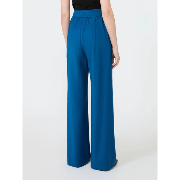 Max Mara Editto Wool Trousers with Belt in Navy | Wide leg pants | Luxury Shoes 