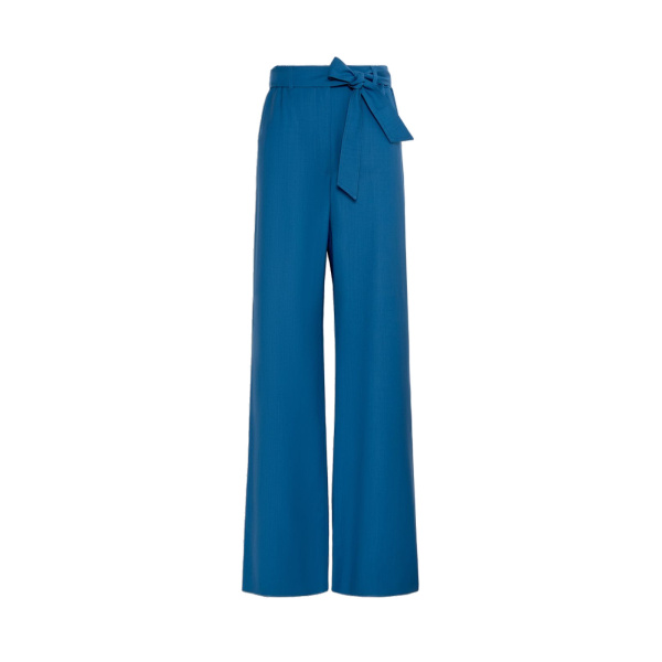 Max Mara Editto Wool Trousers with Belt in Navy | Wide leg pants | Luxury Shoes 