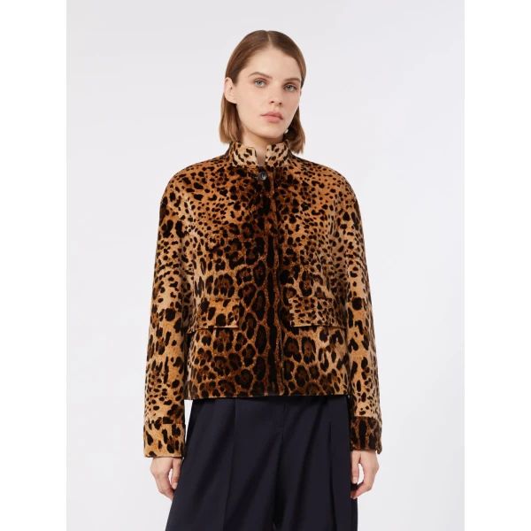 Max Mara Edro Printed Velvet Boxy Jacket in Brown | Blazers | Luxury Shoes 