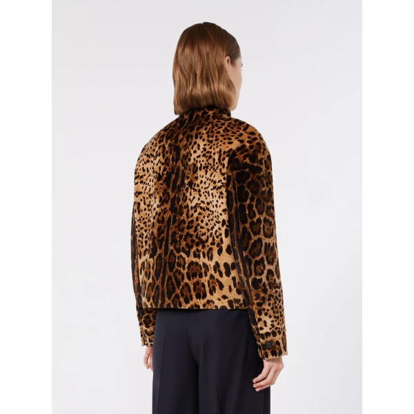 Max Mara Edro Printed Velvet Boxy Jacket in Brown | Blazers | Luxury Shoes 