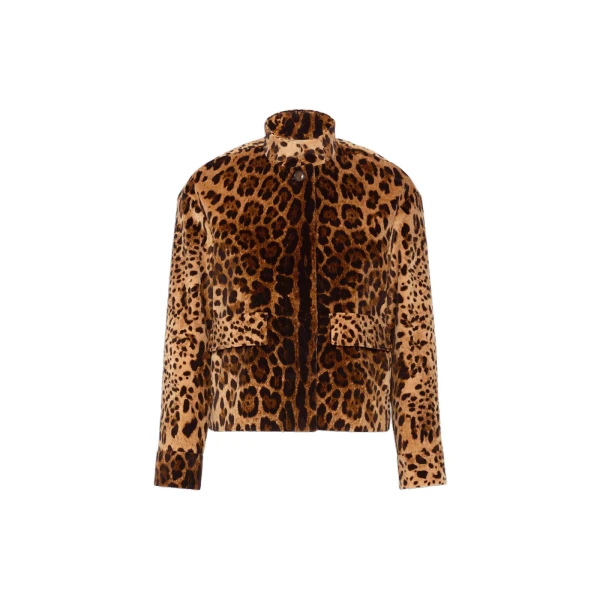 Max Mara Edro Printed Velvet Boxy Jacket in Brown | Blazers | Luxury Shoes 