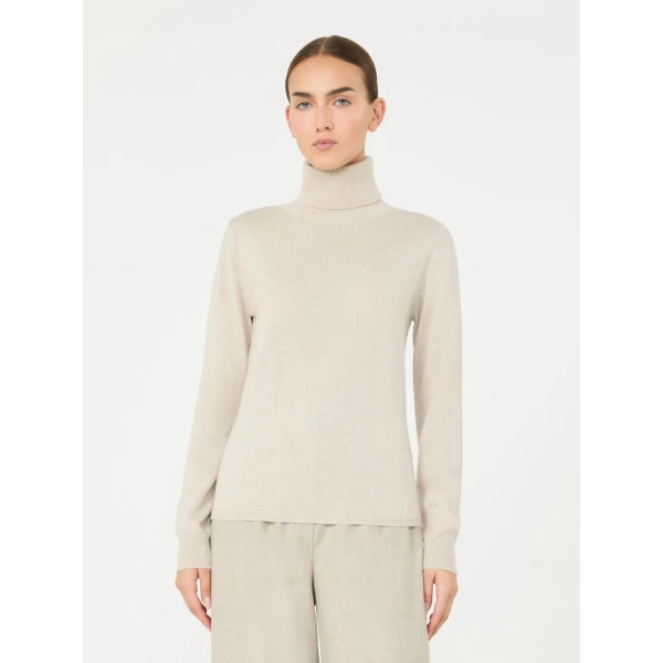 Max Mara Educata Wool and Cashmere Turtleneck Sweater in Beige | Turtlenecks | Luxury Shoes 