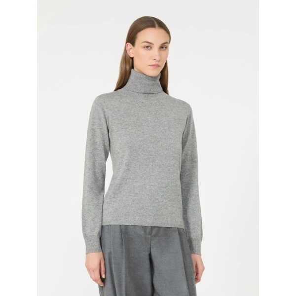 Max Mara Educata Wool and Cashmere Turtleneck Sweater in Medium Grey | Turtlenecks | Luxury Shoes 