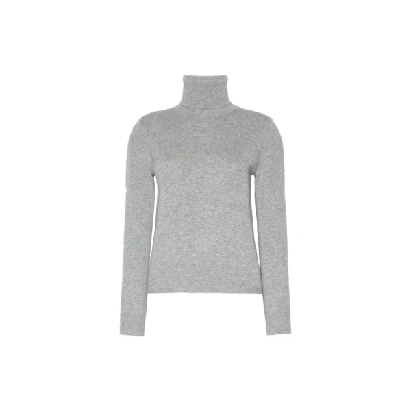 Educata Wool and Cashmere Turtleneck Sweater in Medium Grey