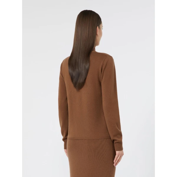 Max Mara Educata Wool and Cashmere Turtleneck Sweater in Tobacco | Turtlenecks | Luxury Shoes 