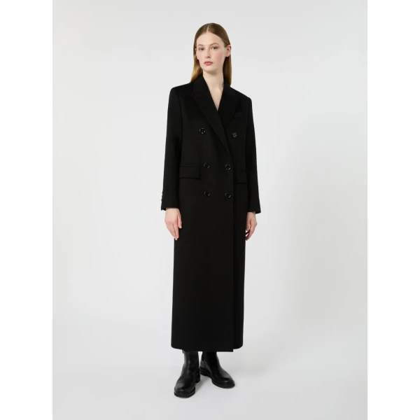 Max Mara Effige Double-Breasted Tuxedo Wool Coat in Black | Wool Coat | Luxury Shoes 