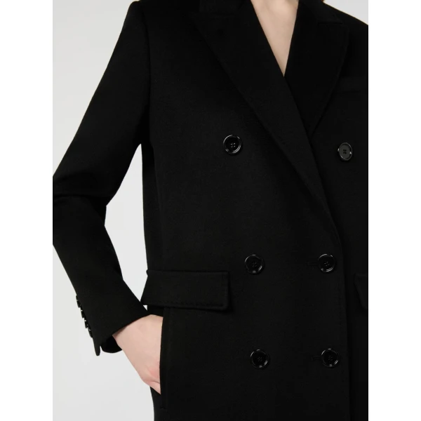 Max Mara Effige Double-Breasted Tuxedo Wool Coat in Black | Wool Coat | Luxury Shoes 