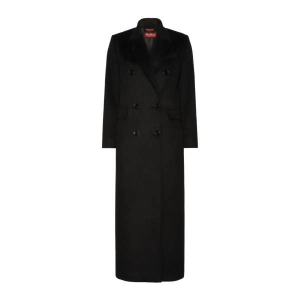 Max Mara Effige Double-Breasted Tuxedo Wool Coat in Black | Wool Coat | Luxury Shoes 