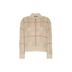 Max Mara Egizio Jacquard Wool, Mohair and Cashmere Cardigan in Ecru | Cardigan | Luxury Shoes 