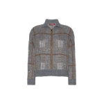Max Mara Egizio Jacquard Wool, Mohair and Cashmere Cardigan in Medium Grey | Cardigan | Luxury Shoes 