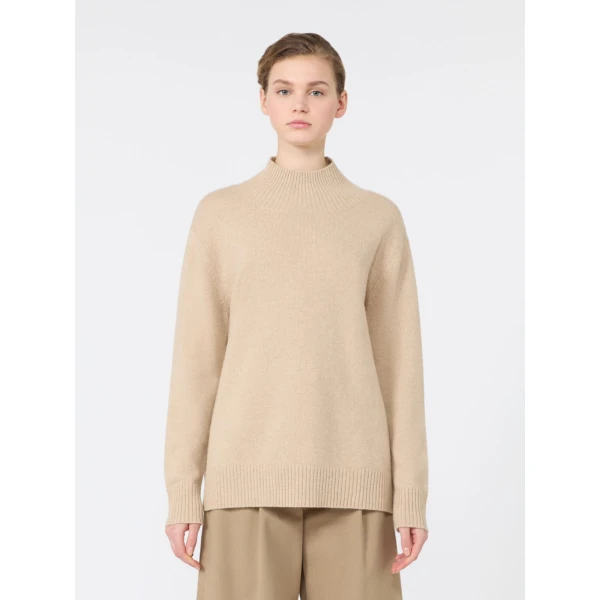 Max Mara Elegia Cashmere Roll-Neck Jumper in Beige | Turtlenecks | Luxury Shoes 
