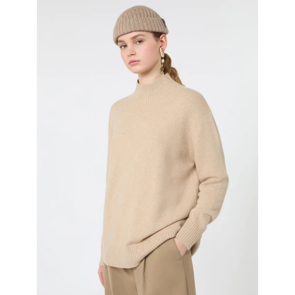 Max Mara Elegia Cashmere Roll-Neck Jumper in Beige | Turtlenecks | Luxury Shoes 