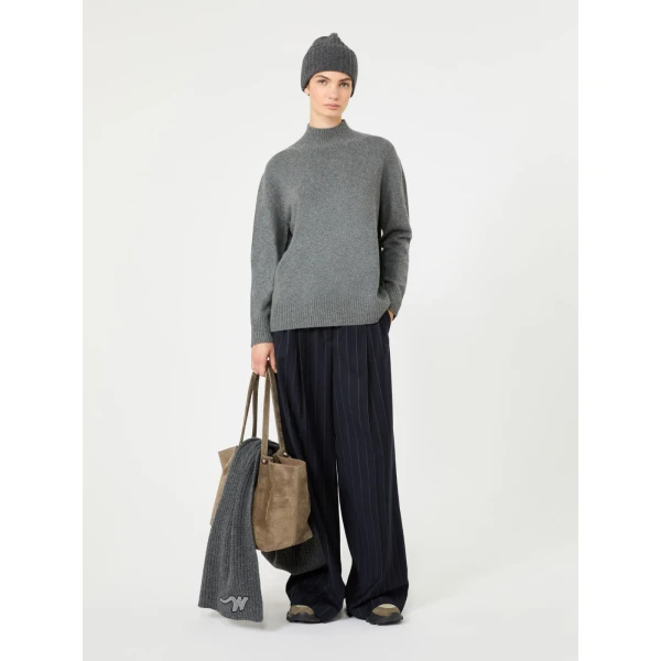 Max Mara Elegia Cashmere Roll-Neck Jumper in Dark Grey | Turtlenecks | Luxury Shoes 