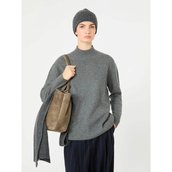Max Mara Elegia Cashmere Roll-Neck Jumper in Dark Grey | Turtlenecks | Luxury Shoes 