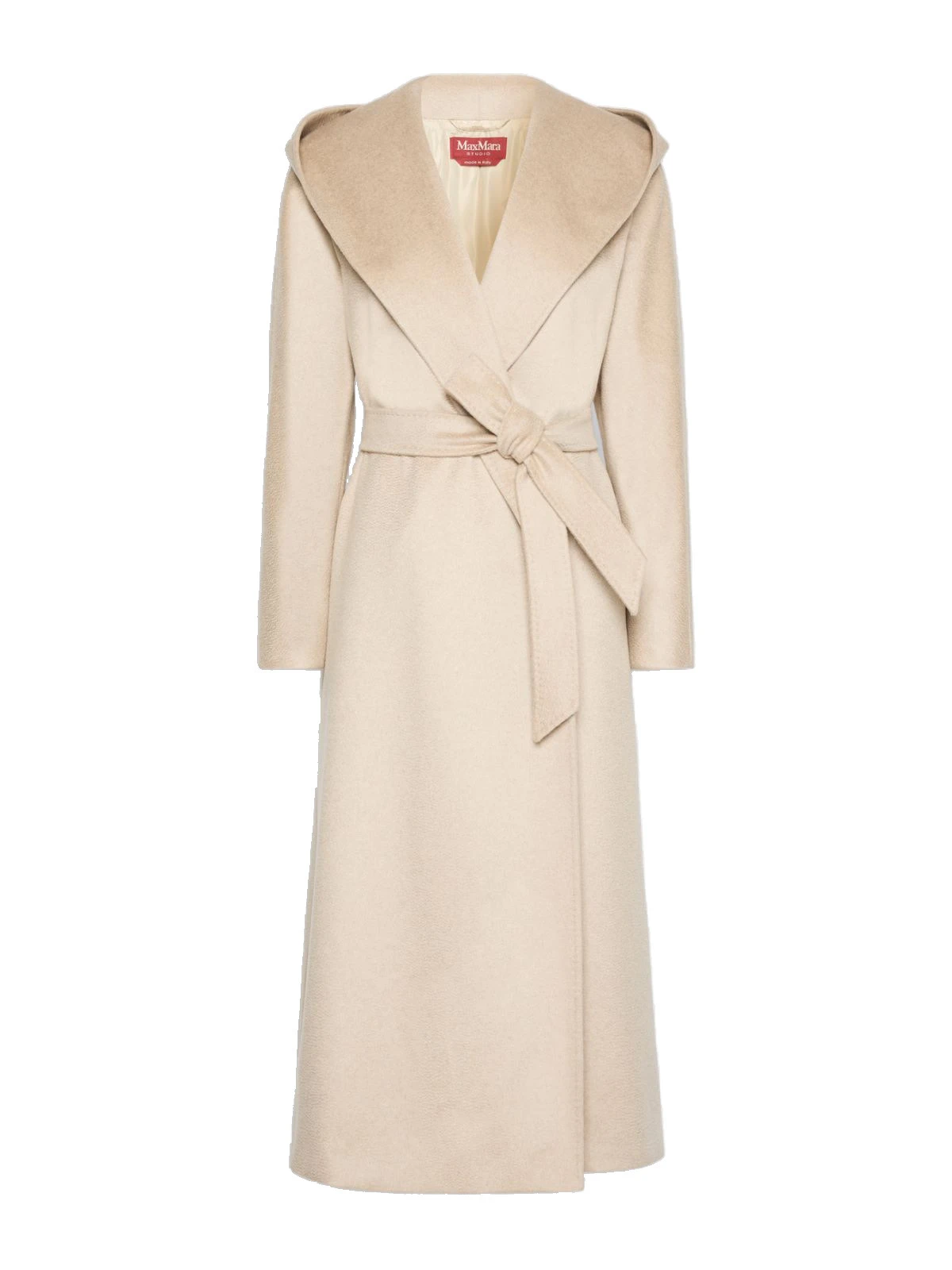 Max Mara Elegia Hooded Cashmere Robe Coat in Sand Max Mara Elegia Hooded Cashmere Robe Coat in Sand | Wool Coat | Luxury Shoes
