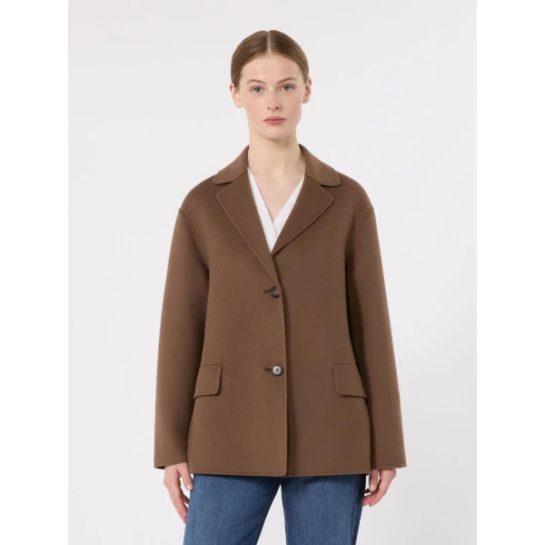 Max Mara Elfi Wool Drap Jacket in Mud | Blazers | Luxury Shoes 