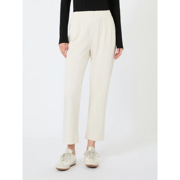 Max Mara Elfo Milano Knit Jersey Trousers in Ivory | Tailored pants | Luxury Shoes 