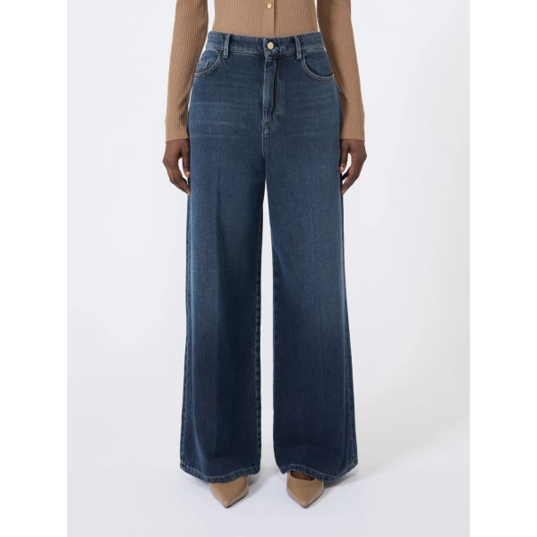 Max Mara Elia Wide-Leg Cotton Denim Jeans in Midnight Blue | Denim | Luxury Shoes 
