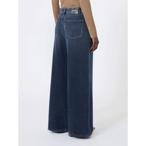 Max Mara Elia Wide-Leg Cotton Denim Jeans in Midnight Blue | Denim | Luxury Shoes 