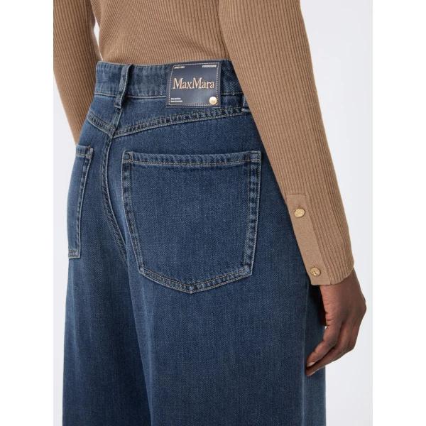 Max Mara Elia Wide-Leg Cotton Denim Jeans in Midnight Blue | Denim | Luxury Shoes 