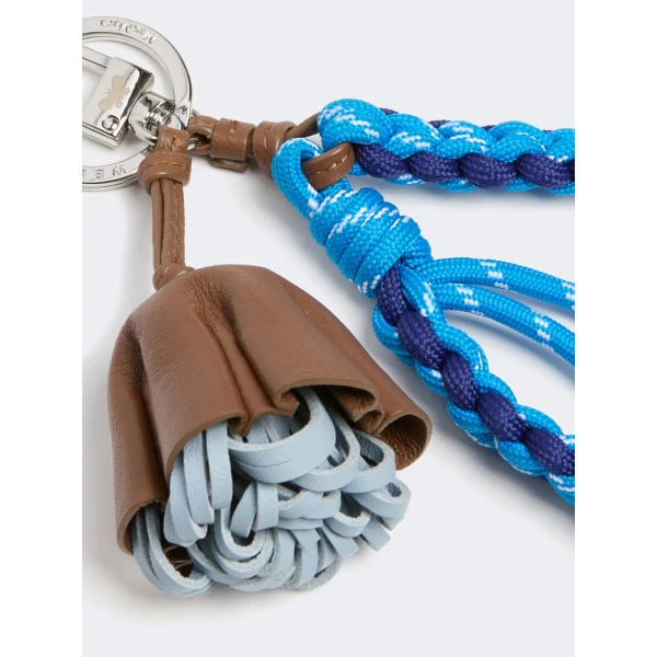 Max Mara Elica Nappa Leather and Rope Keyring in Cornflower Blue | Bag charms | Luxury Shoes 
