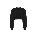 Max Mara Eliche Melange Mohair Cropped Jumper in Dark Grey | Sweaters | Luxury Shoes 