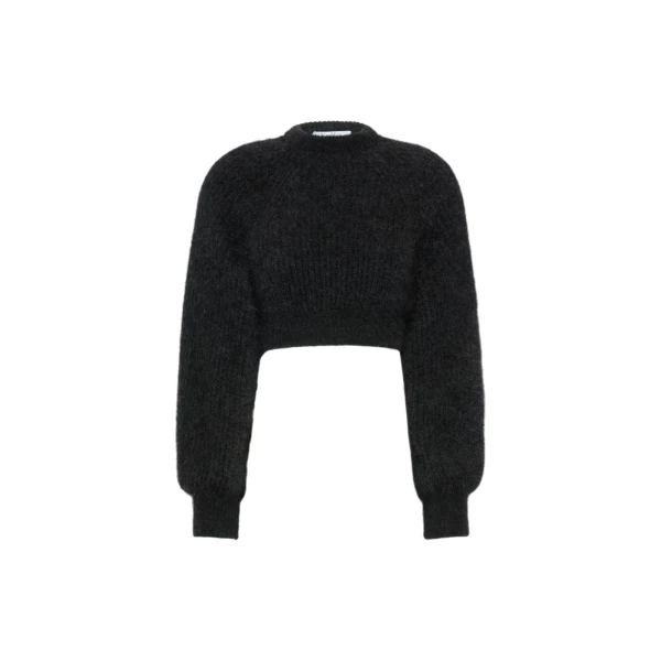 Eliche Melange Mohair Cropped Jumper in Dark Grey