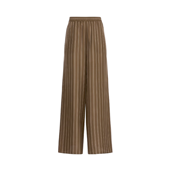 Max Mara Eliseo Printed Silk Relaxed Trousers in Khaki | Wide leg pants | Luxury Shoes 