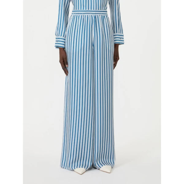 Max Mara Eliseo Printed Silk Relaxed Trousers in Silk White | Wide leg pants | Luxury Shoes 