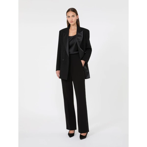 Max Mara Eliseo Tuxedo-Style Cady Trousers in Black | Tailored pants | Luxury Shoes 