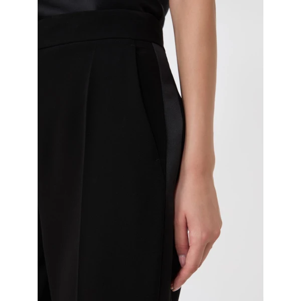 Max Mara Eliseo Tuxedo-Style Cady Trousers in Black | Tailored pants | Luxury Shoes 