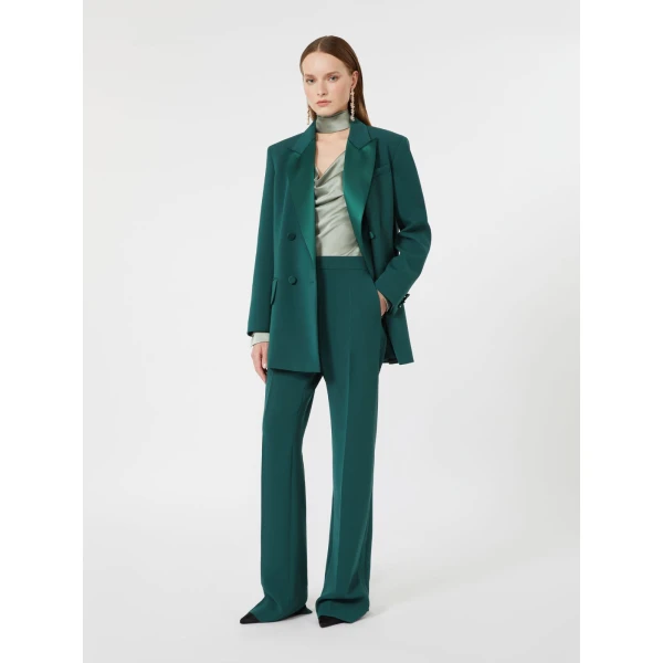 Max Mara Eliseo Tuxedo-Style Cady Trousers in Dark Green | Tailored pants | Luxury Shoes 
